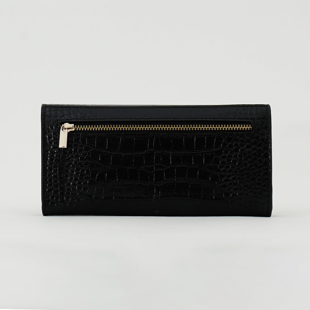 JUSTINE WALLET BLACK CROCO