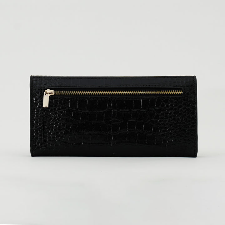 JUSTINE WALLET BLACK CROCO