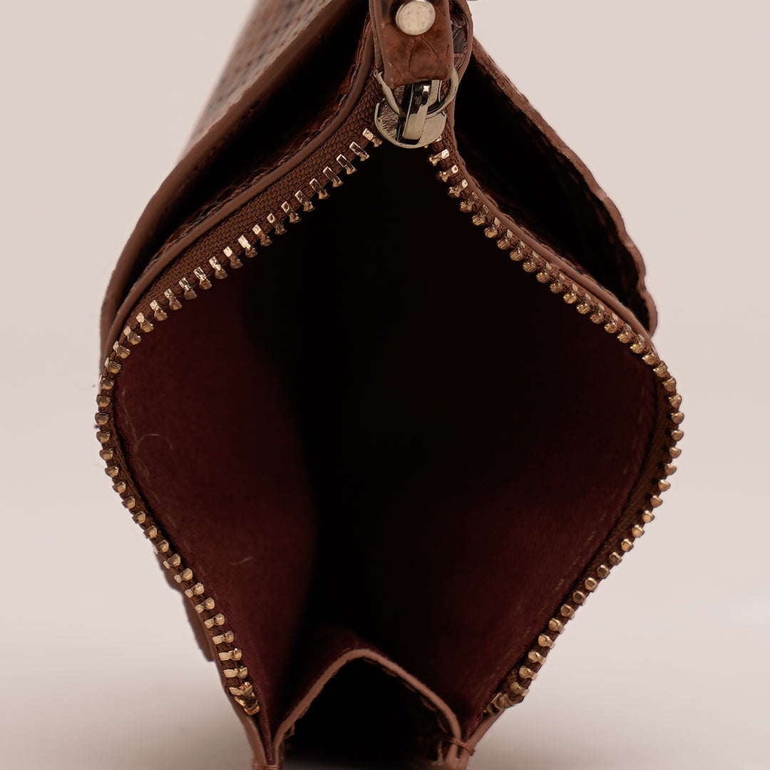 Edme Card Holder Tan Python - HIDELLE