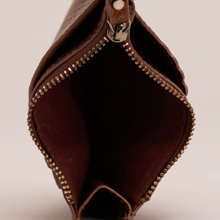 Edme Card Holder Tan Python - HIDELLE
