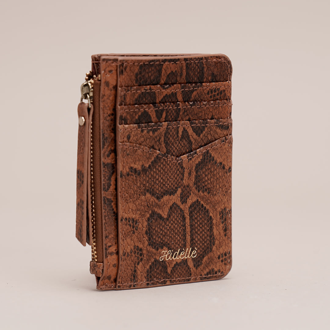 Edme Card Holder Tan Python - HIDELLE