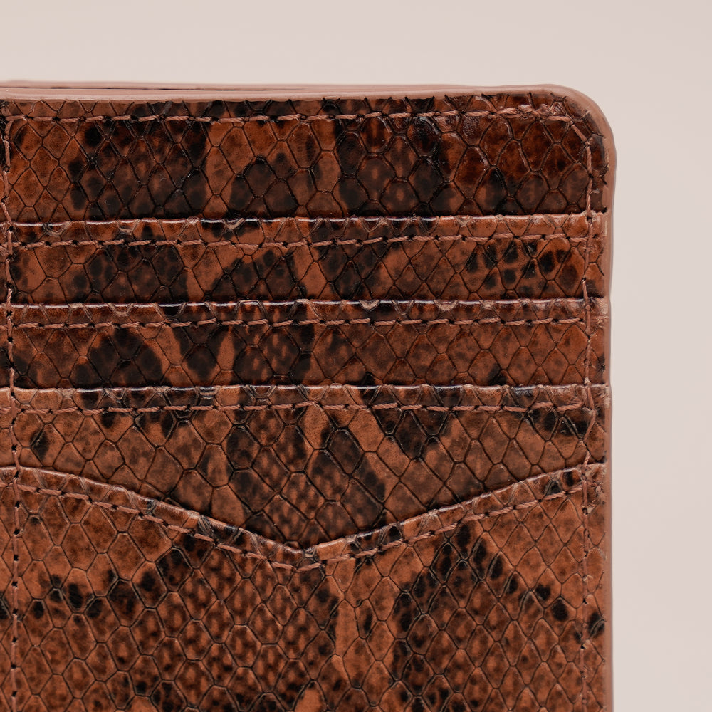 Edme Card Holder Tan Python - HIDELLE