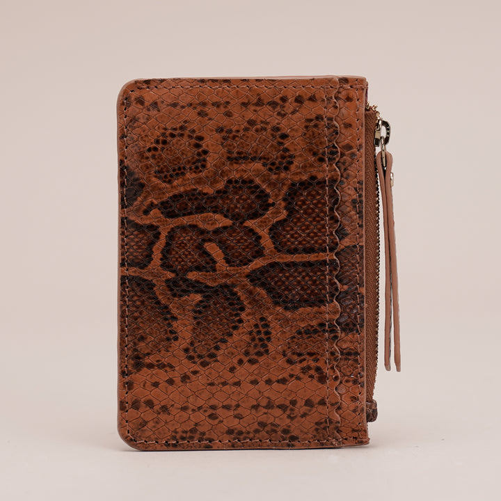 Edme Card Holder Tan Python - HIDELLE