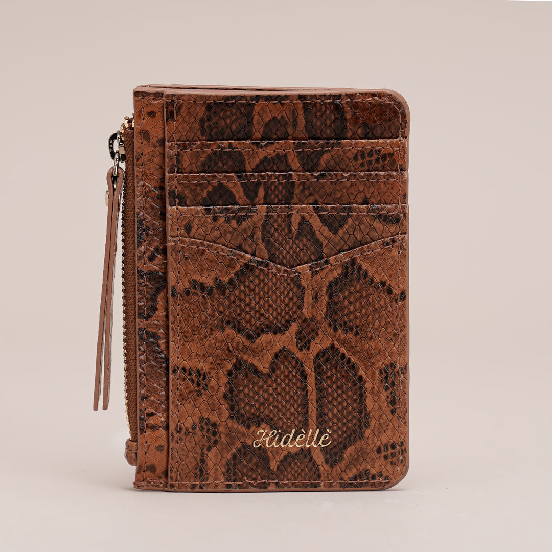 Edme Card Holder Tan Python - HIDELLE