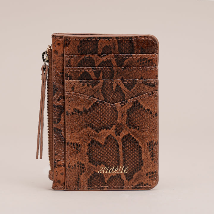 Edme Card Holder Tan Python - HIDELLE