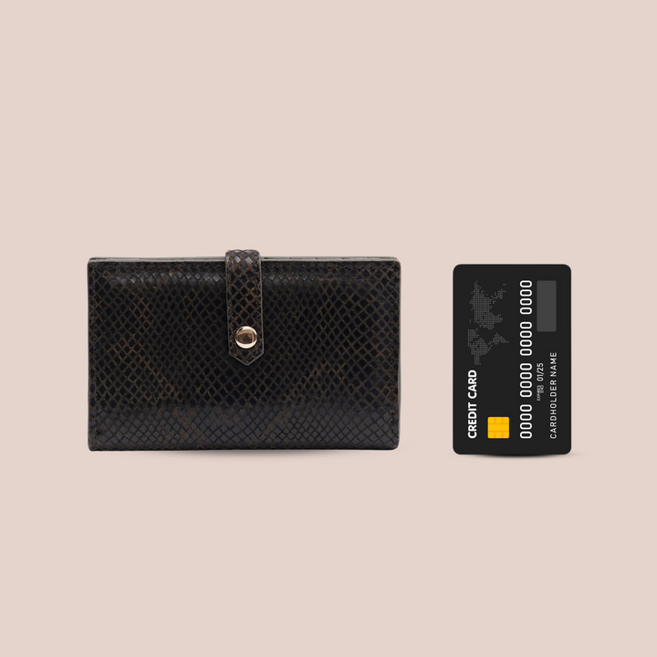 Lily Wallet Khaki Python - HIDELLE