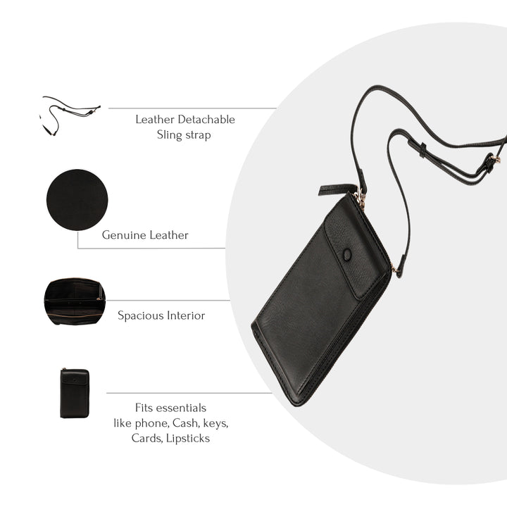 JANICE PHONE + WALLET SLING BAG BLACK