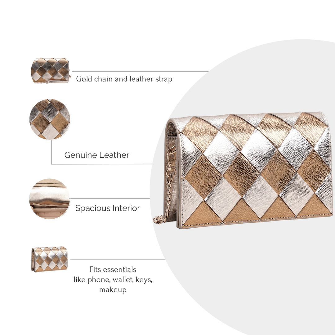 CAMILLE CLUTCH LARGE COPPER SILVER