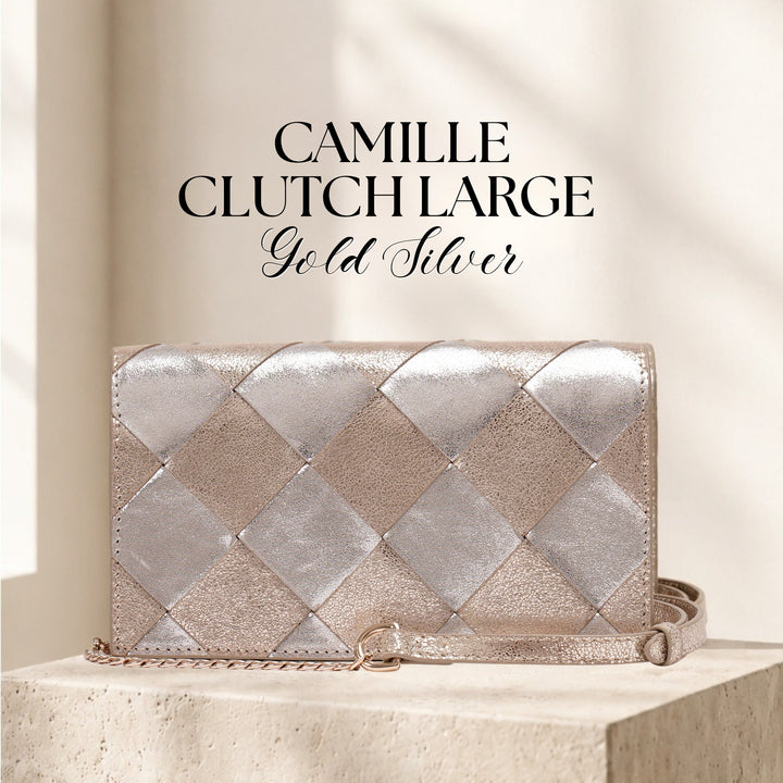 CAMILLE CLUTCH LARGE GOLD/SILVER